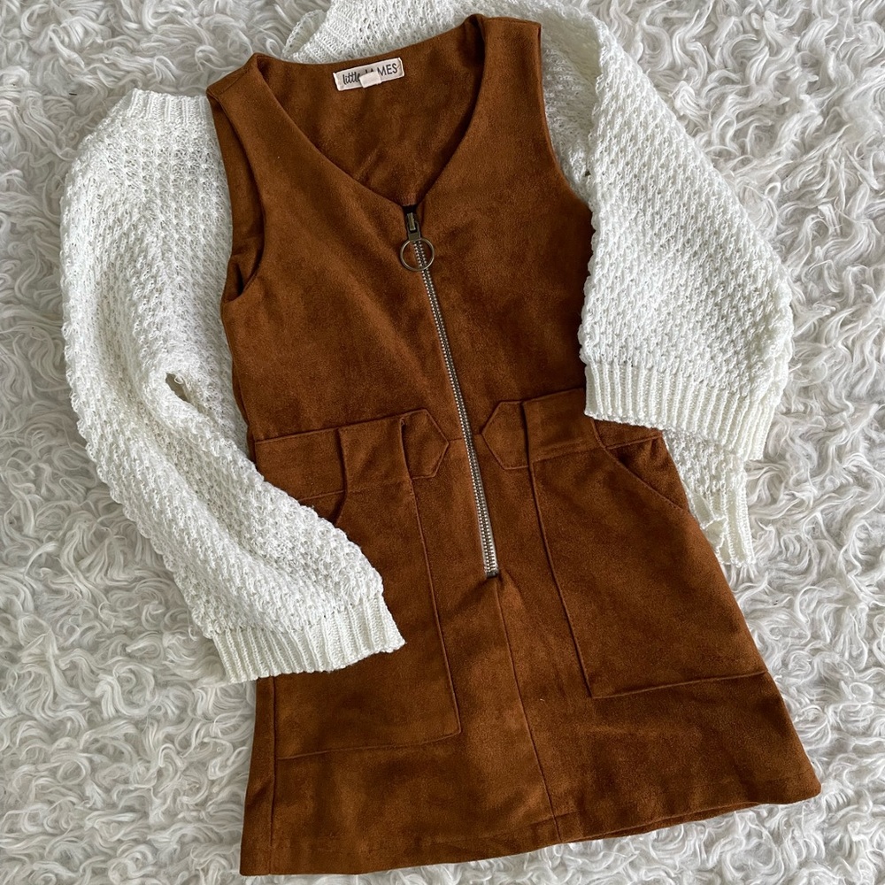 Little James brown suede dress size 4-5